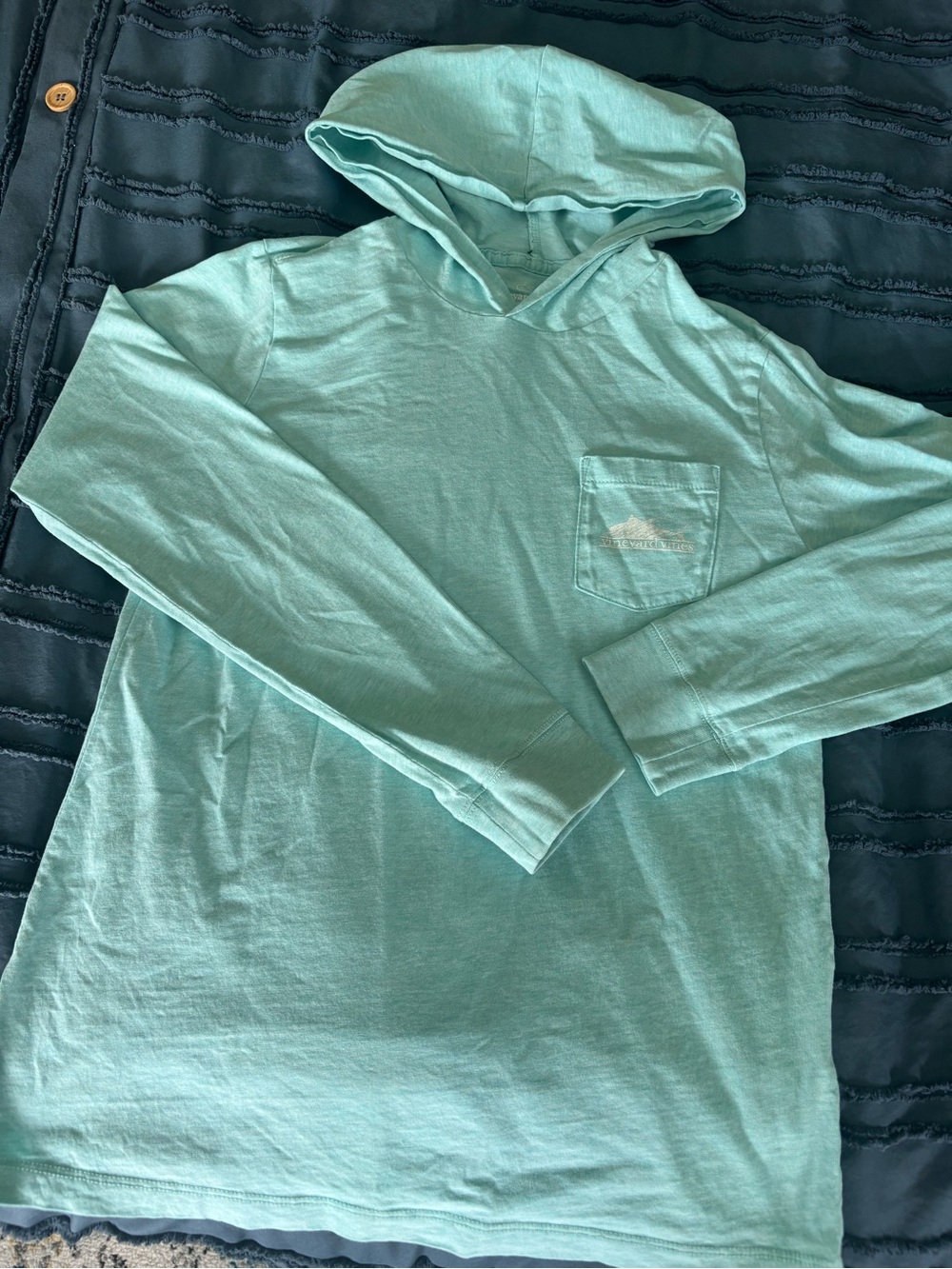 Vineyard Vines Teal Hooded Cotton Pullover